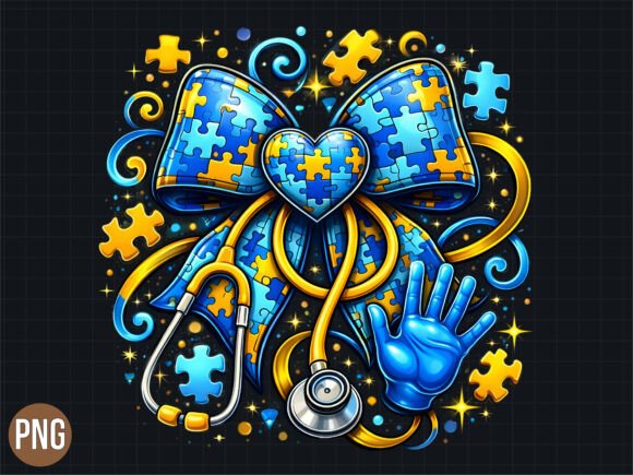 Download Autism Awareness Nursing Heart Bow PNG - Heart bow png Collection