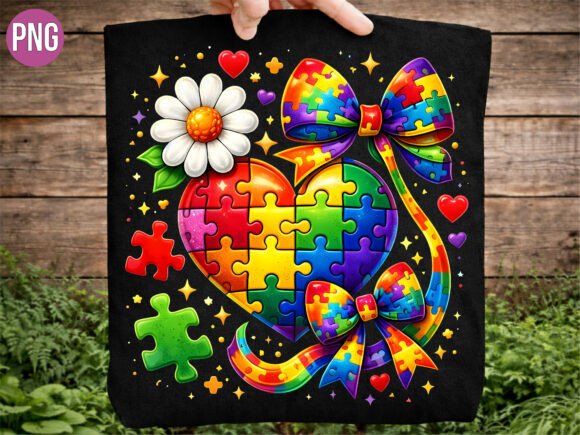 Download Autism Awareness Puzzle Heart Bow PNG - Premium Resources