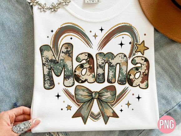 Download Camo Mama Heart Bow PNG Shirt - Heart bow png Collection
